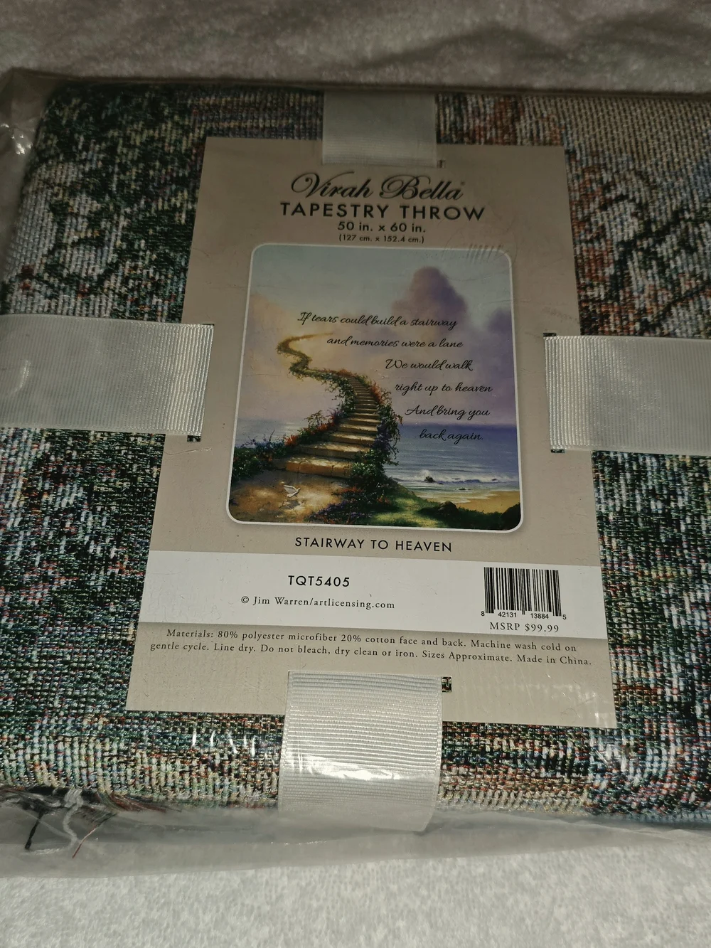 Stairway to Heaven Tapestry Throw in Pastel Blue & Purple